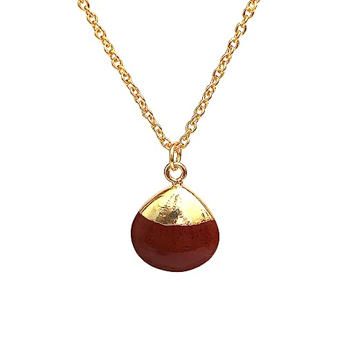 Detalle de Gempires Natural Red Jasper Crystal Pendant, Pear Drop Necklace