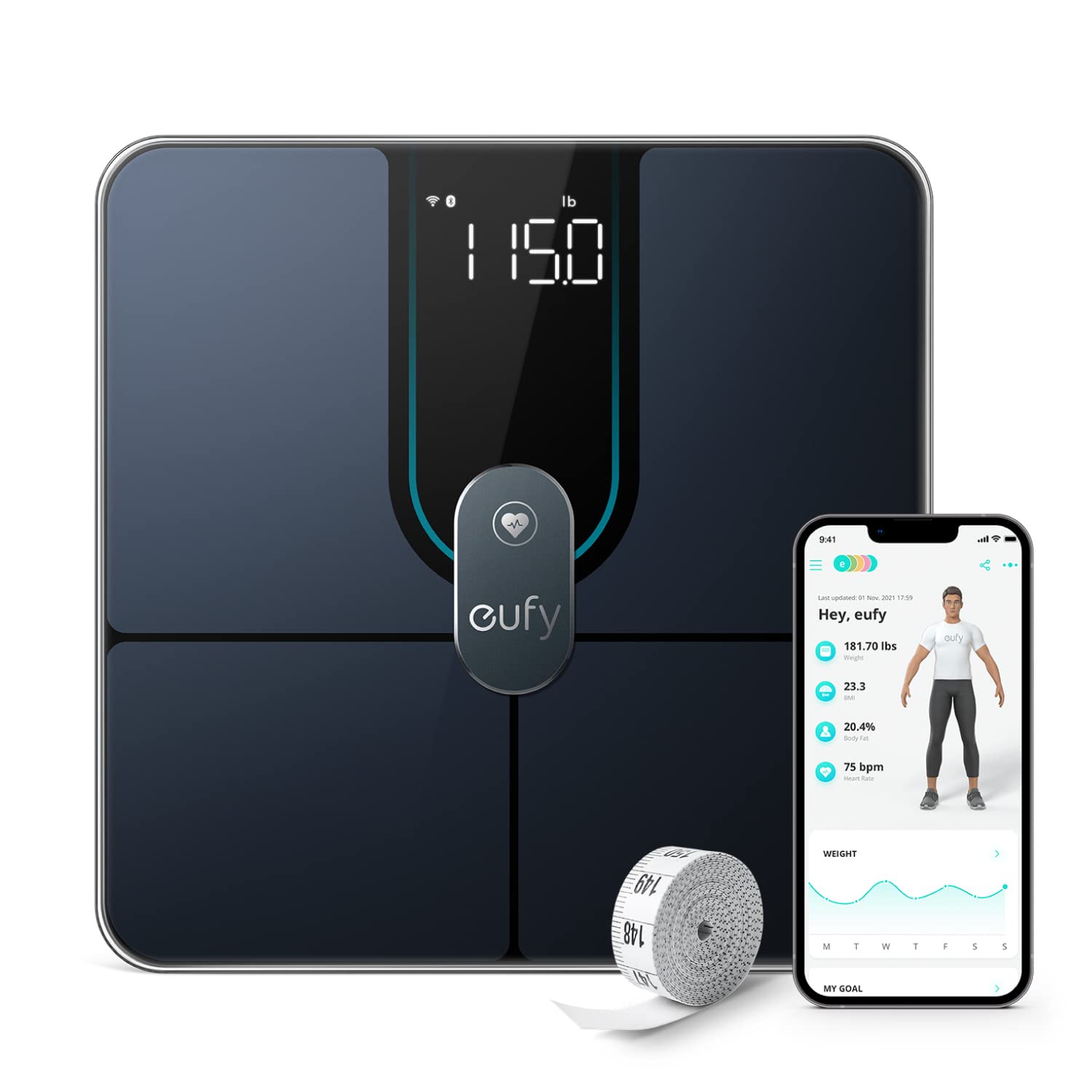 Detalle de eufy Smart Scale P2 Pro (eufy Scales for Body Weight) with Wi‑Fi/Bluetooth, 16 measurements & 3D model