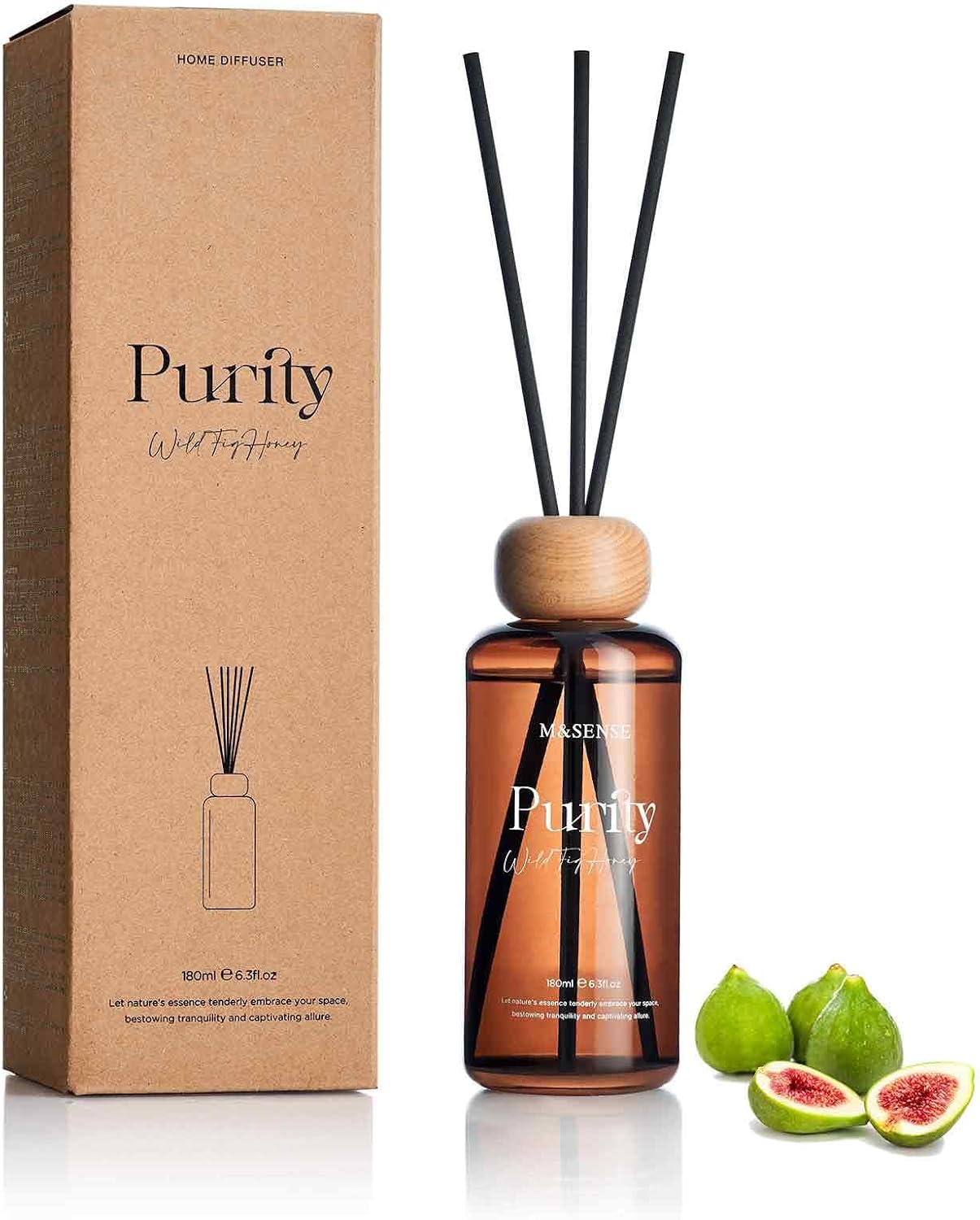 Detalle de M&SENSE MSRD0413 WildFigHoney Reed Diffuser, 180 mL, 7 Sticks