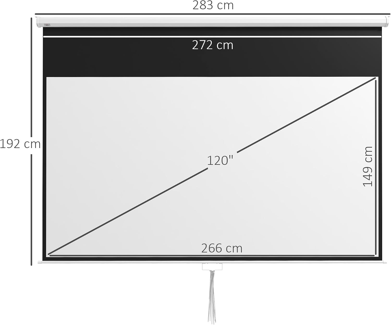 Thumbnail 6 de HOMCOM Écran de Projection 120 pouces – écran blanc 16:9 4K, montage mural ou plafond