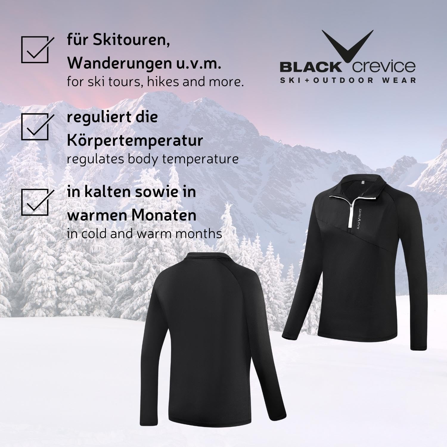 Thumbnail 4 de Black Crevice Maglia Funzionale Zip Donna – Maglia termica sportiva in poliestere-elastan