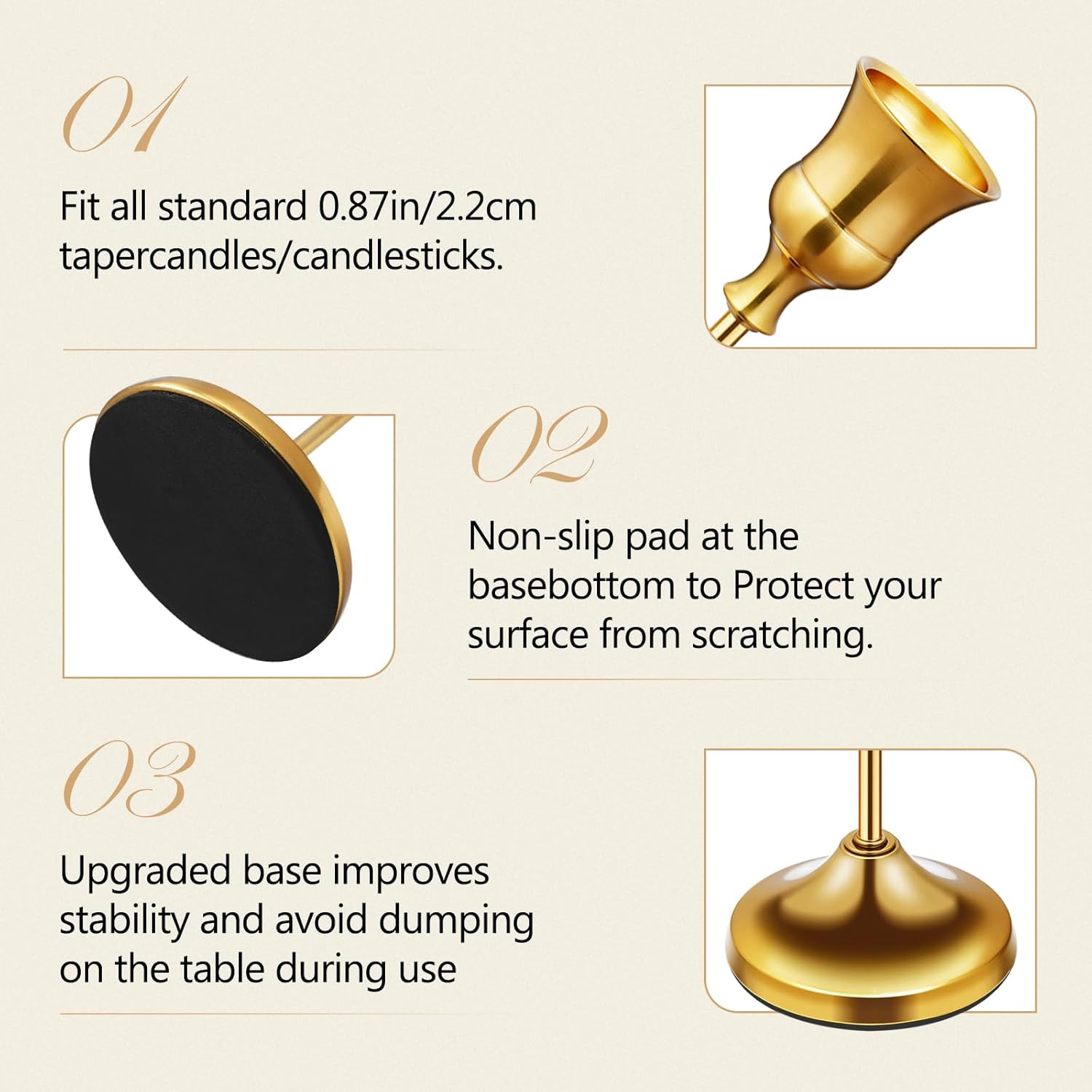Detalle 2 de KSWING Gold Candlestick Holders Set 6 🕯