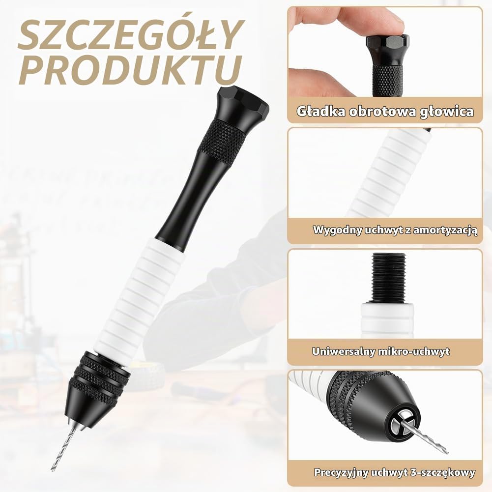 Detalle de OSDUE P2-SZTZTM260429-FBA – ręczna wiertarka precyzyjna z 25 wiertłami HSS