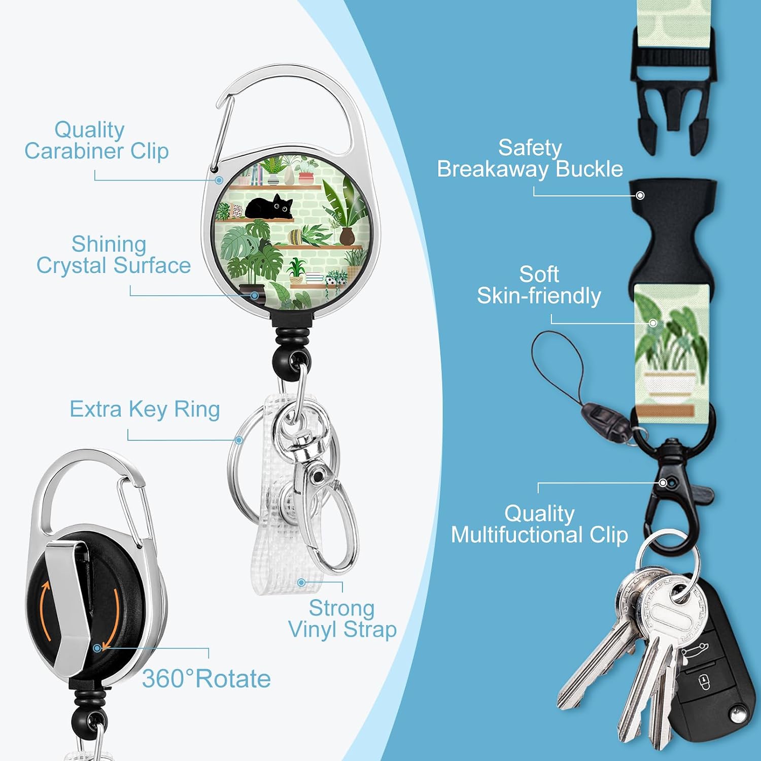 Thumbnail 2 de Immaturus Cat Badge Holder with Retractable Reel, Vertical ID Sleeve and Detachable Lanyard