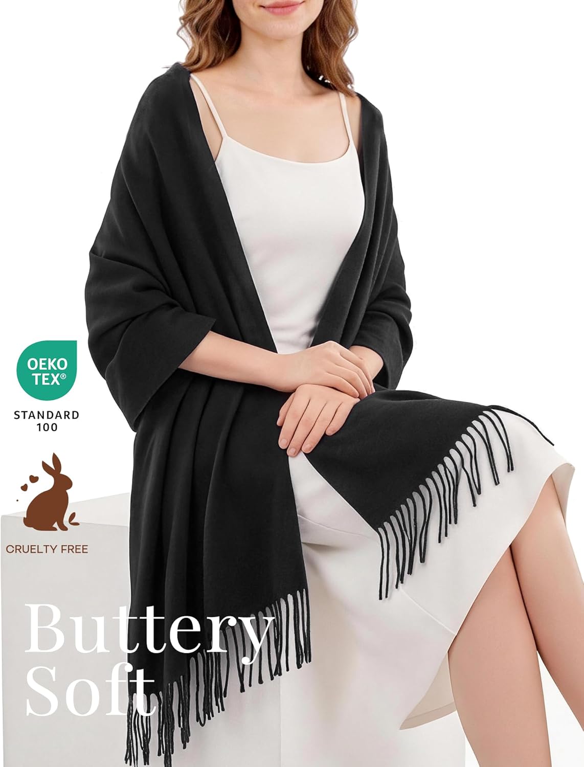 Thumbnail 3 de FURTALK Butter-Soft Pashmina Shawl Wrap for Women (70% Polyester, 30% Viscose)
