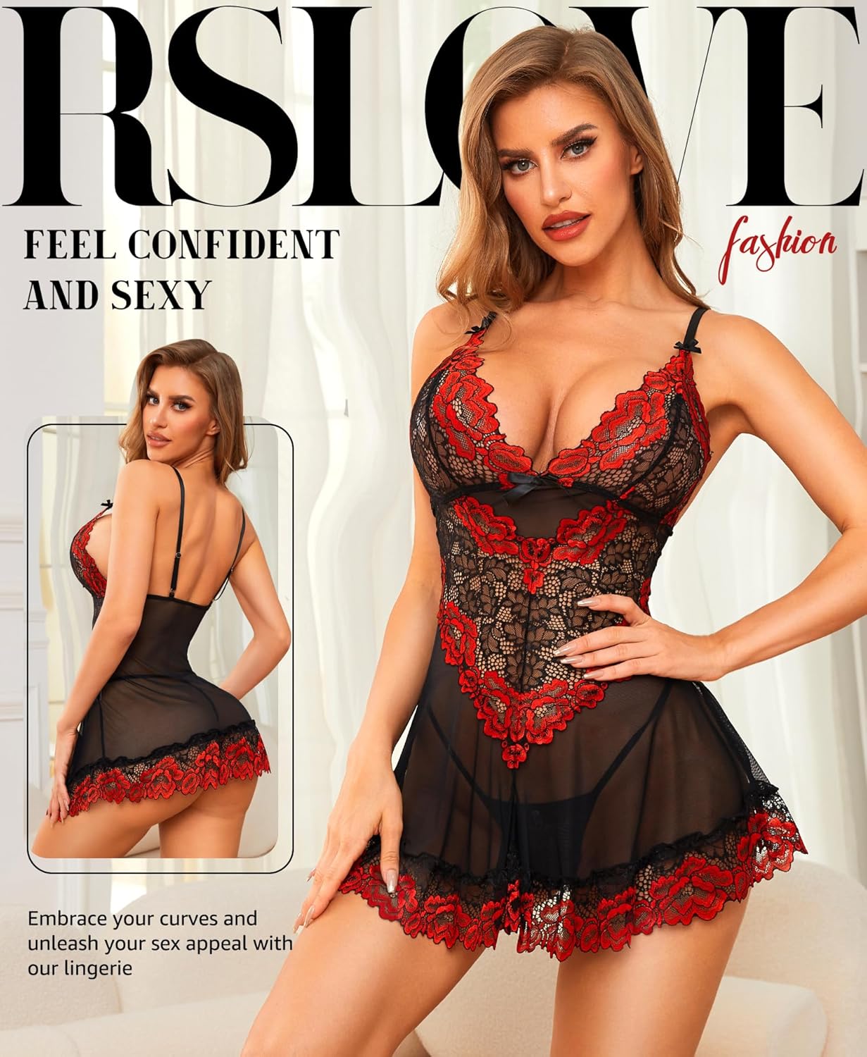 Thumbnail 1 de RSLOVE lace babydoll lingerie chemise