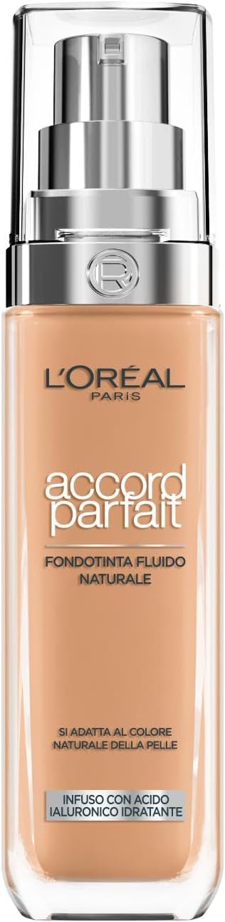 Detalle de L'Oréal Paris Fondotinta Liquido Accord Parfait 7D/W Golden Amber – incarnato uniforme e luminoso