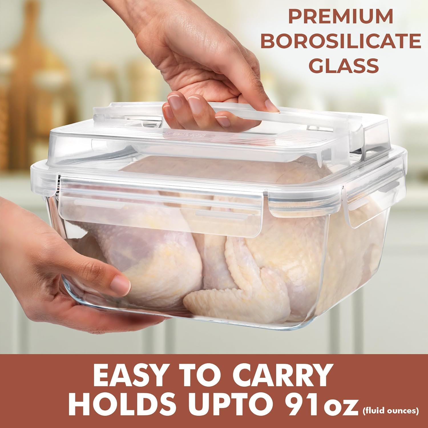 Thumbnail 3 de Razab 2700ml Glass Meal Prep Container with Lids