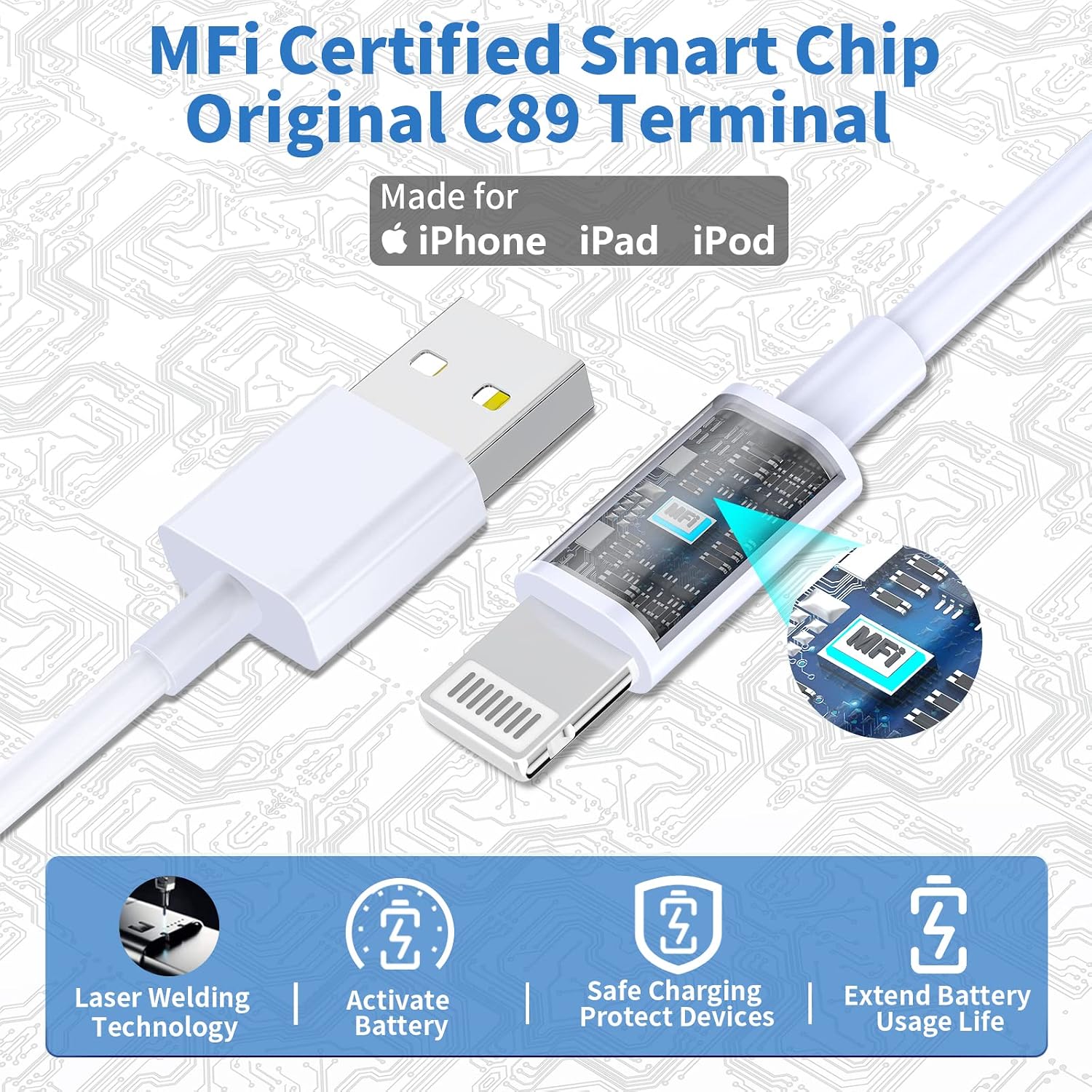 Detalle de Rombica CFC68A Dual USB Car Charger, 4.8A with MFi Lightning Cables