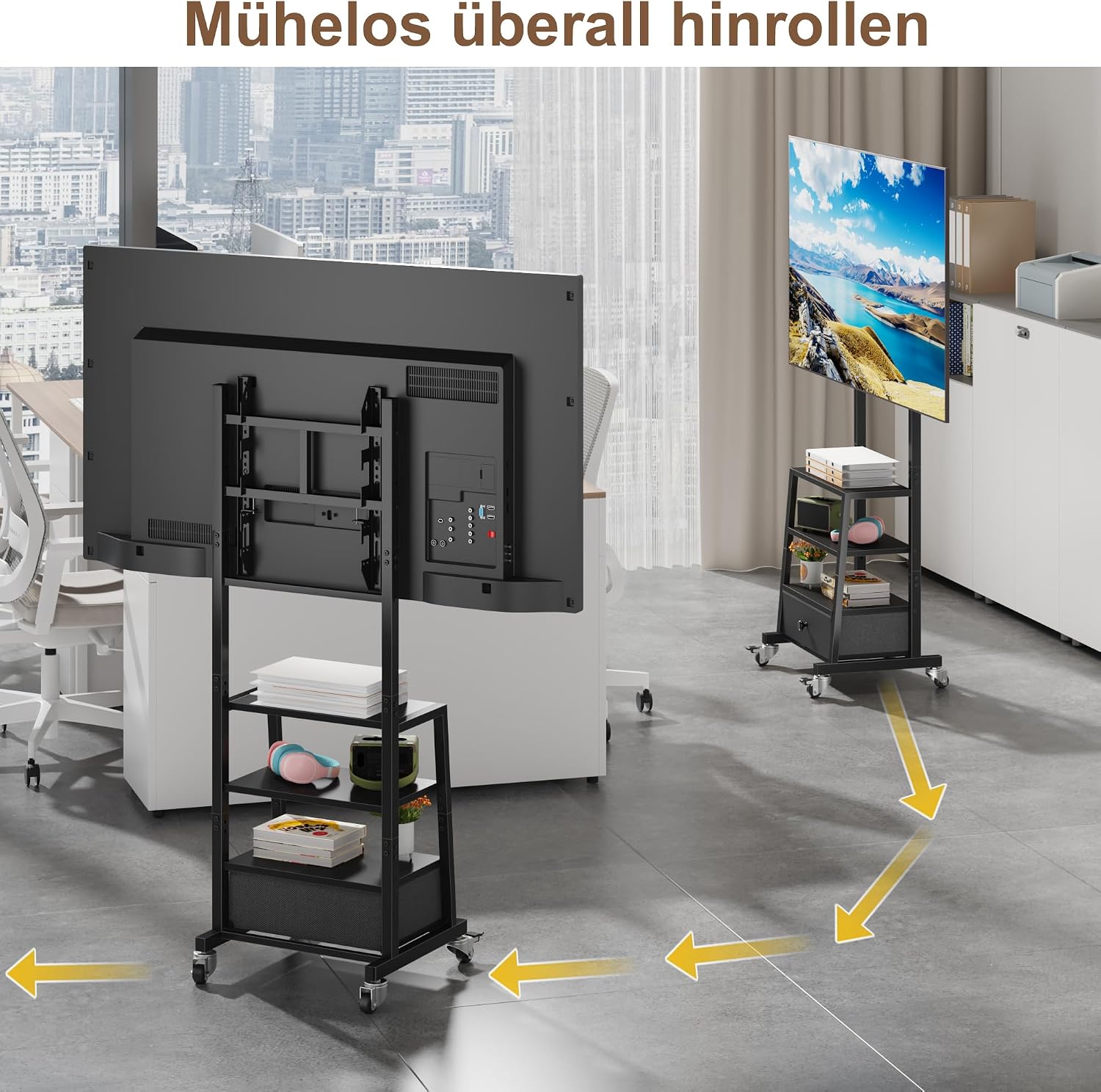 Detalle 2 de OYRREU TV Ständer 32 bis 55 Zoll mit Rollen