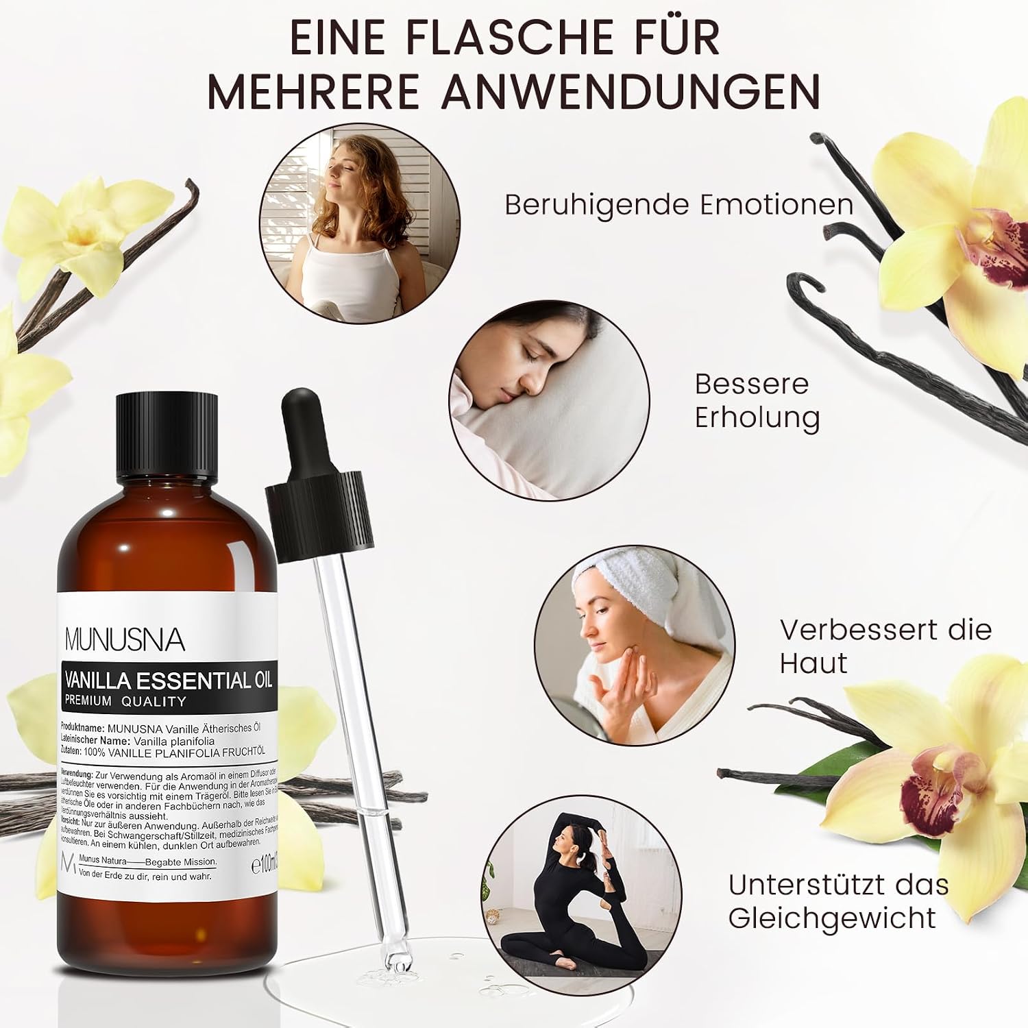 Detalle de MUNUSNA Vanilleöl 100 ml — ätherisches Öl