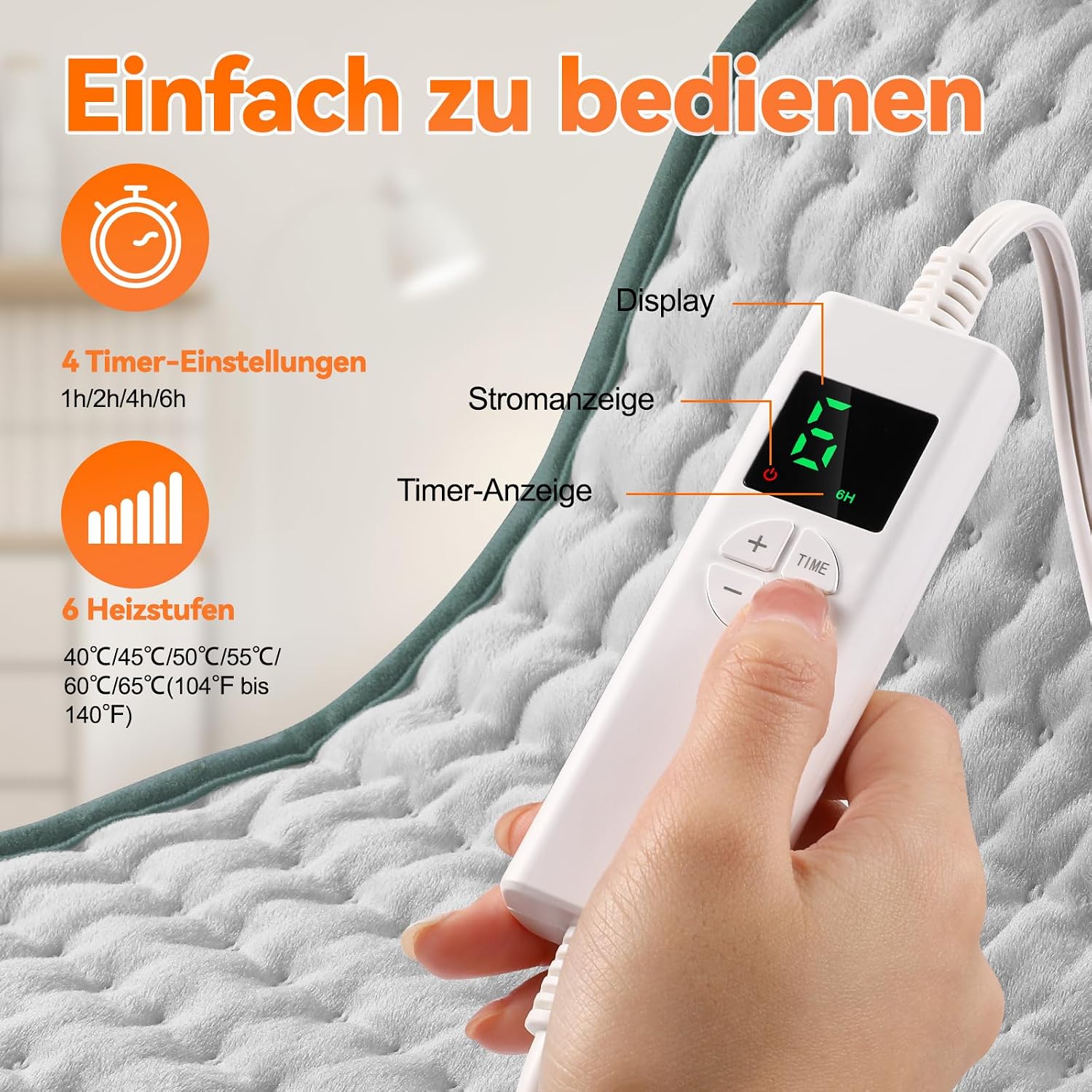 Detalle de Heizkissen 30x60 cm mit 4‑Stunden‑Timer