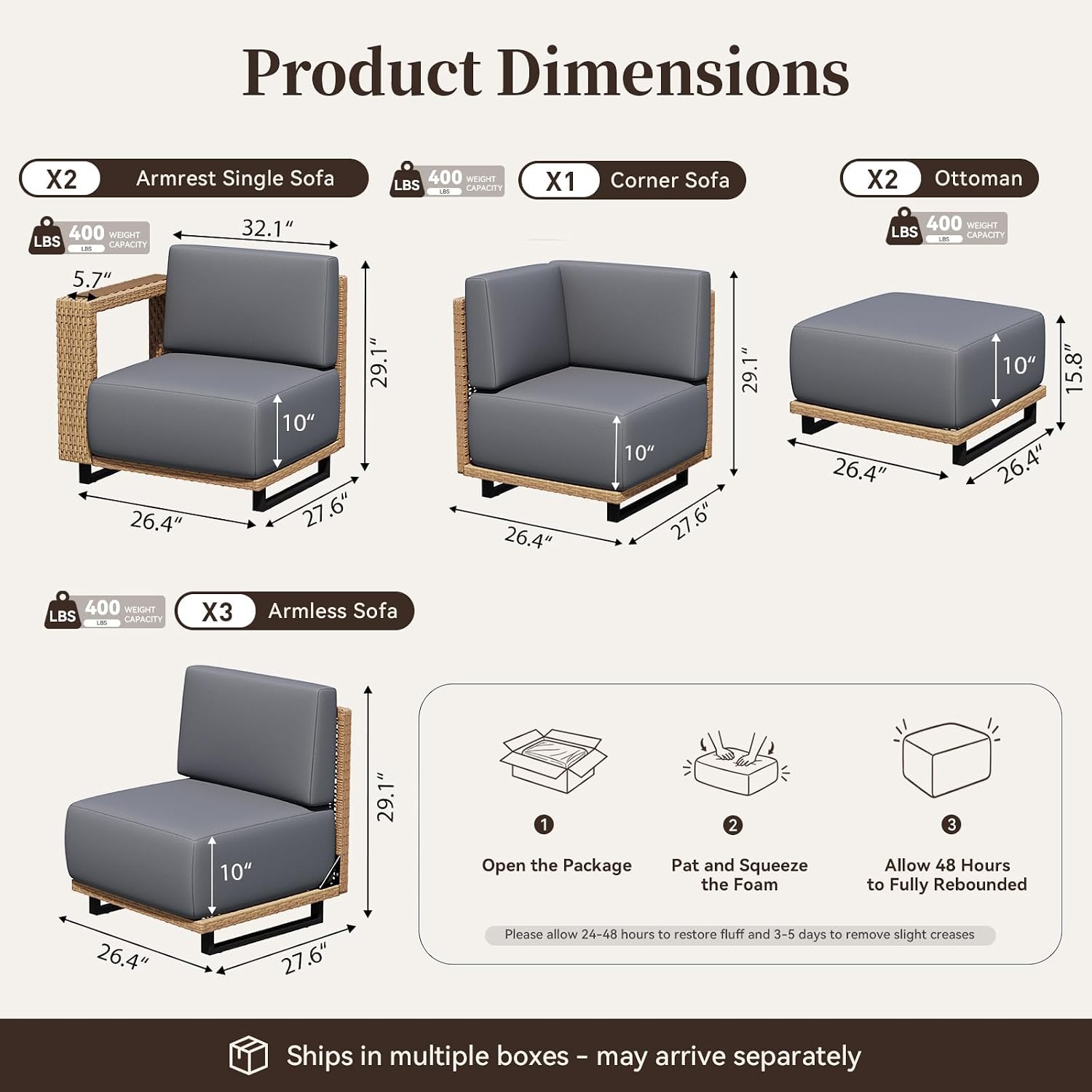 Thumbnail 6 de LazySunsets Patio Furniture Set with 10-Inch Cushions