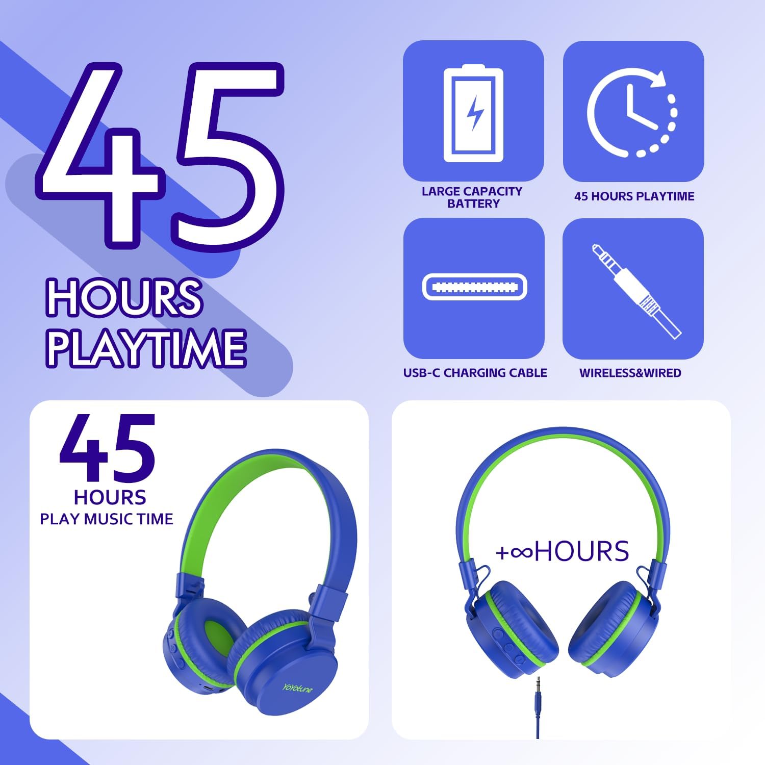 Detalle de Kids Bluetooth Headphones 40H playtime
