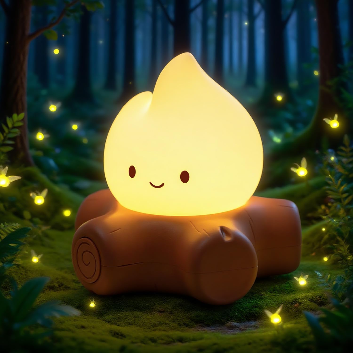 Detalle de IHALO Nachtlicht für Kinderzimmer – USB-Aufladung, dimmbar, Silikon-Lagerfeuer-Design