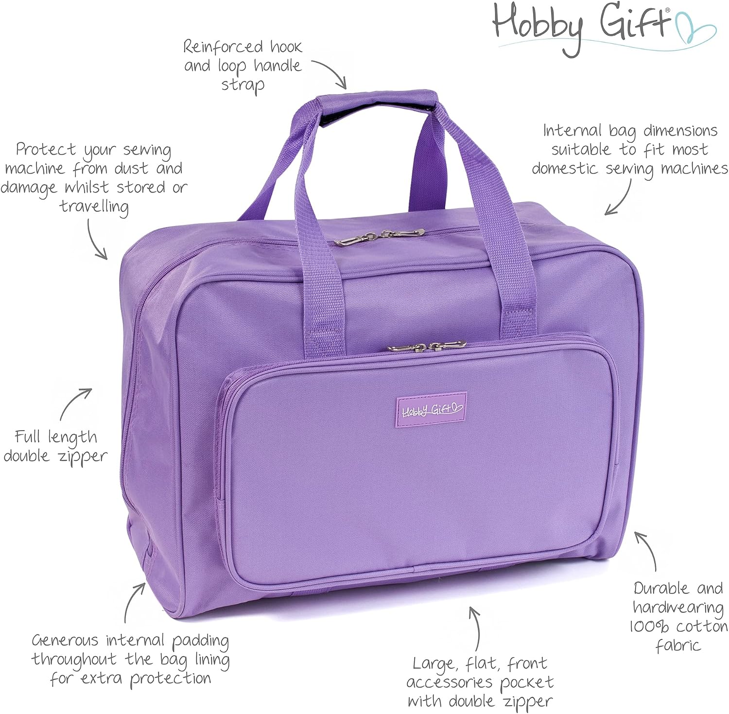 Detalle 1 de Hobby Gift torba na maszynę do szycia, liliowa, wyściełana z kieszenią