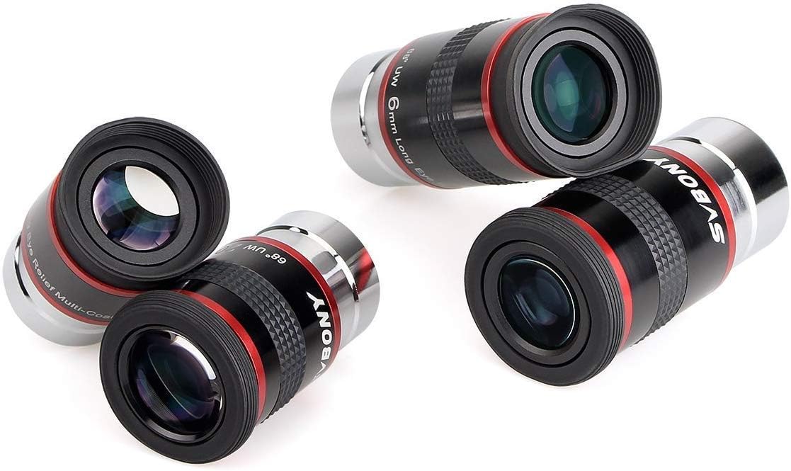 Detalle de Svbony Oculare 1.25" Kit Oculare Telescopio 4 focali 6/9/15/20 mm con campo visivo 68°