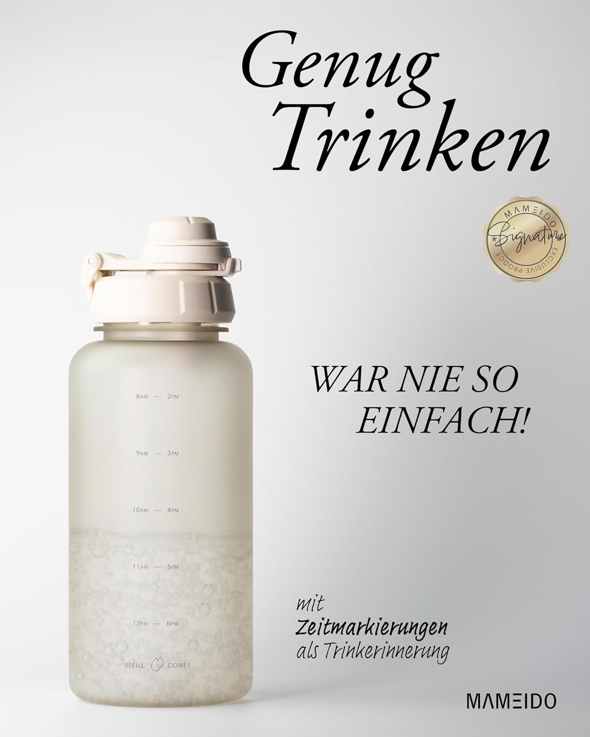 Detalle 2 de MAMEIDO Trinkflasche 1 l mit Strohhalm