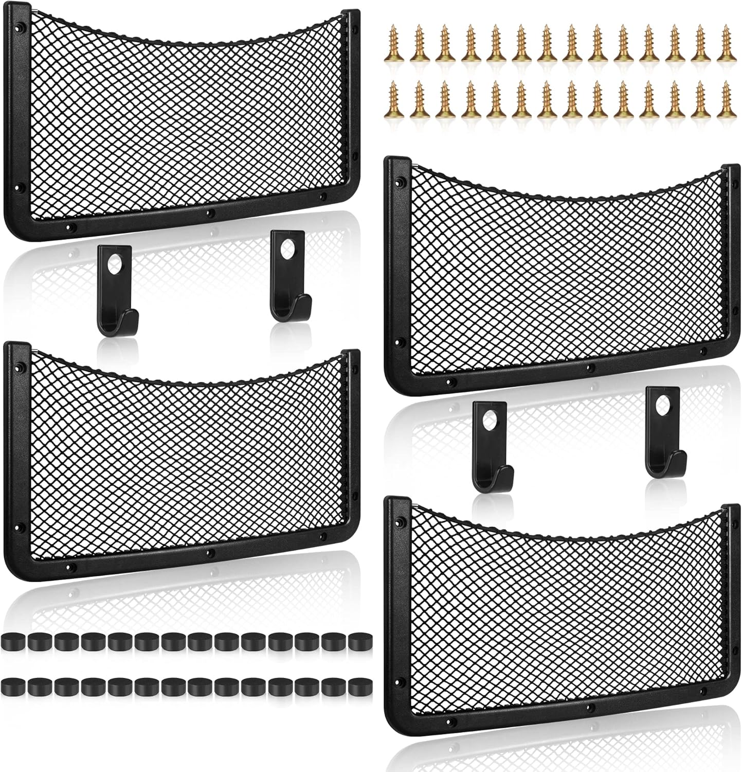 EINESIN Storage Nets for Campervans – elastic trunk storage bag with plastic frame (4-pack)