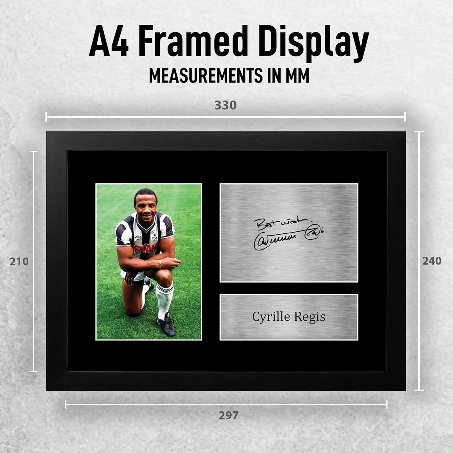 Thumbnail 1 de HWC Trading FR A4 Cyrille Regis West Brom framed autograph picture (A4)