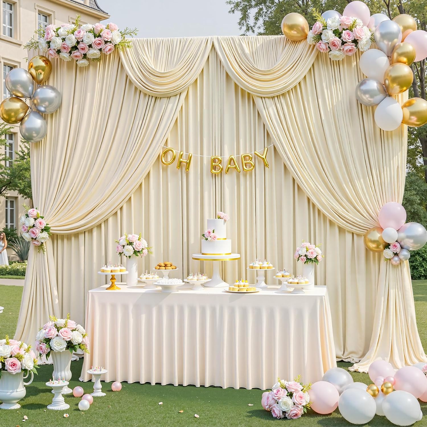 Detalle de Champagne Backdrop Curtain, Satin