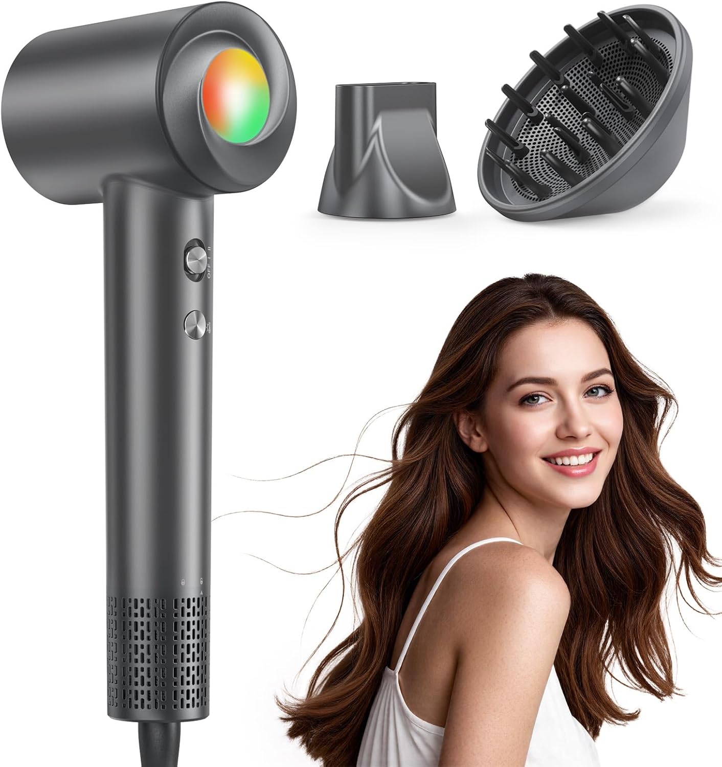 Haokoo Phon Capelli Professionale ad Alta Velocità fino a 150.000 RPM con controllo termico e 8 impostazioni