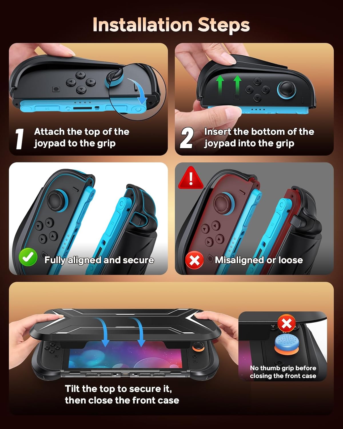 Detalle 2 de FYOUNG Andockbare Schutzhülle für Nintendo Switch 2 – Militärischer Schutz, abnehmbarer Griff, Frontabdeckung mit 12 Kartensteckplätzen