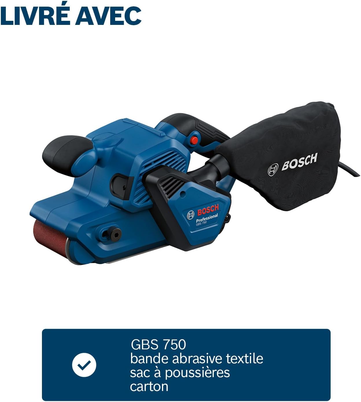 Thumbnail 5 de Bosch Professional ponceuse à bande GBS 750 (850 W) avec bande abrasive textile et sac à poussières