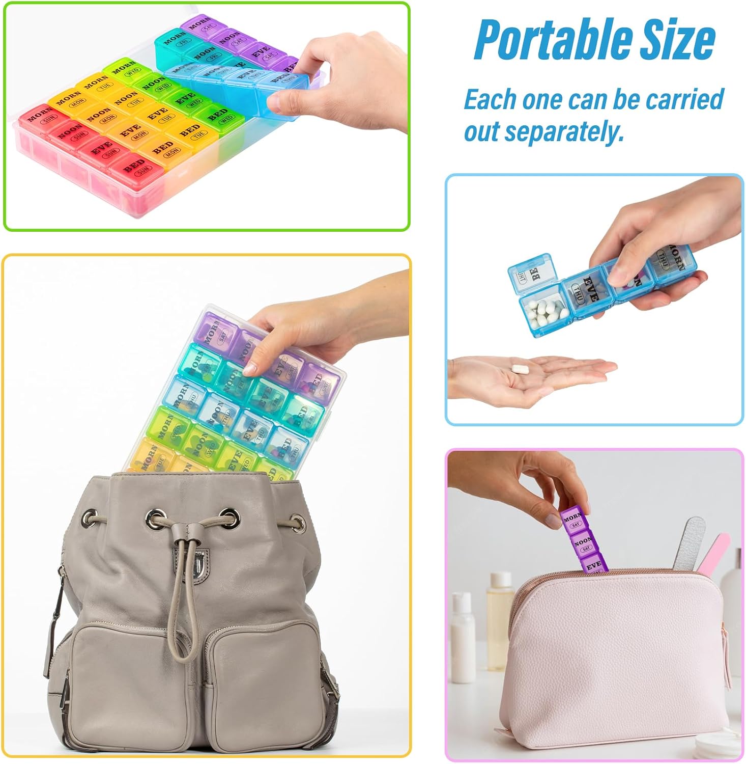 Thumbnail 5 de Yaklim Pill Boxes 7 Day 4 Times a Day: Extra Large Weekly Tablet Organiser with 28 Compartments