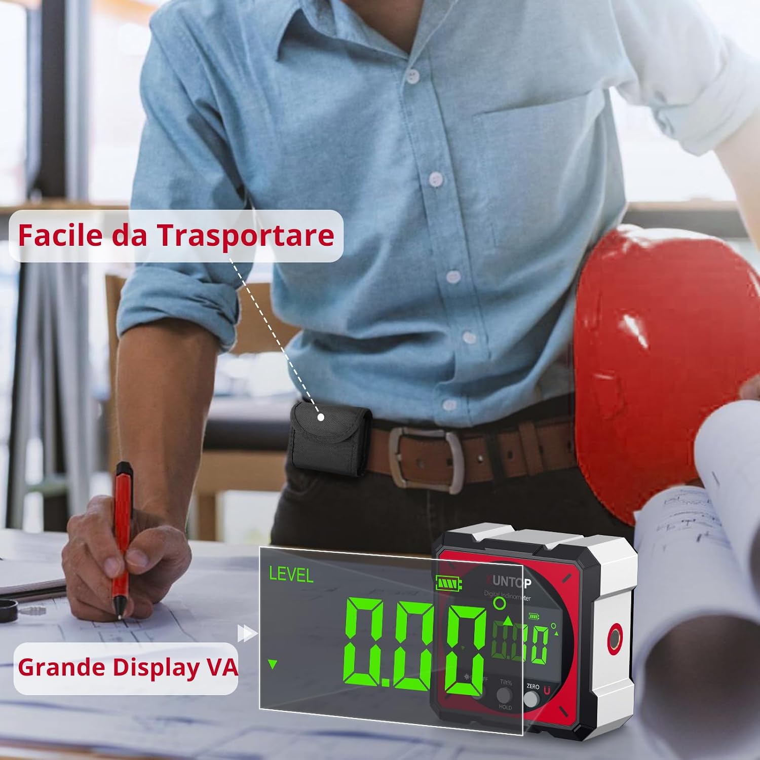 Detalle 2 de XUNTOP Level Box digitale ricaricabile con laser elettronico e inclinometro a 4 lati