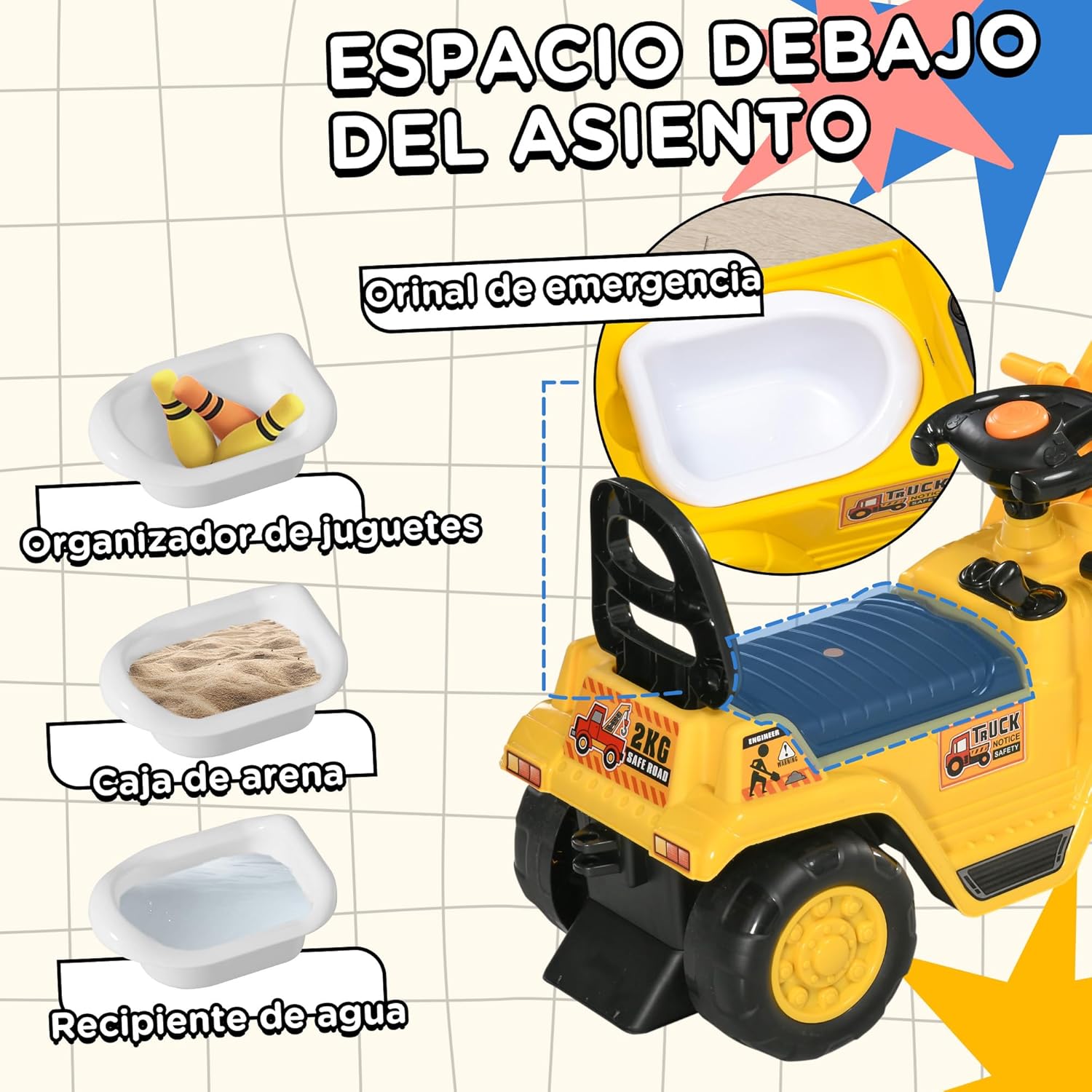 Thumbnail 3 de HOMCOM Tractor correpasillos Excavadora 83x27x39 cm