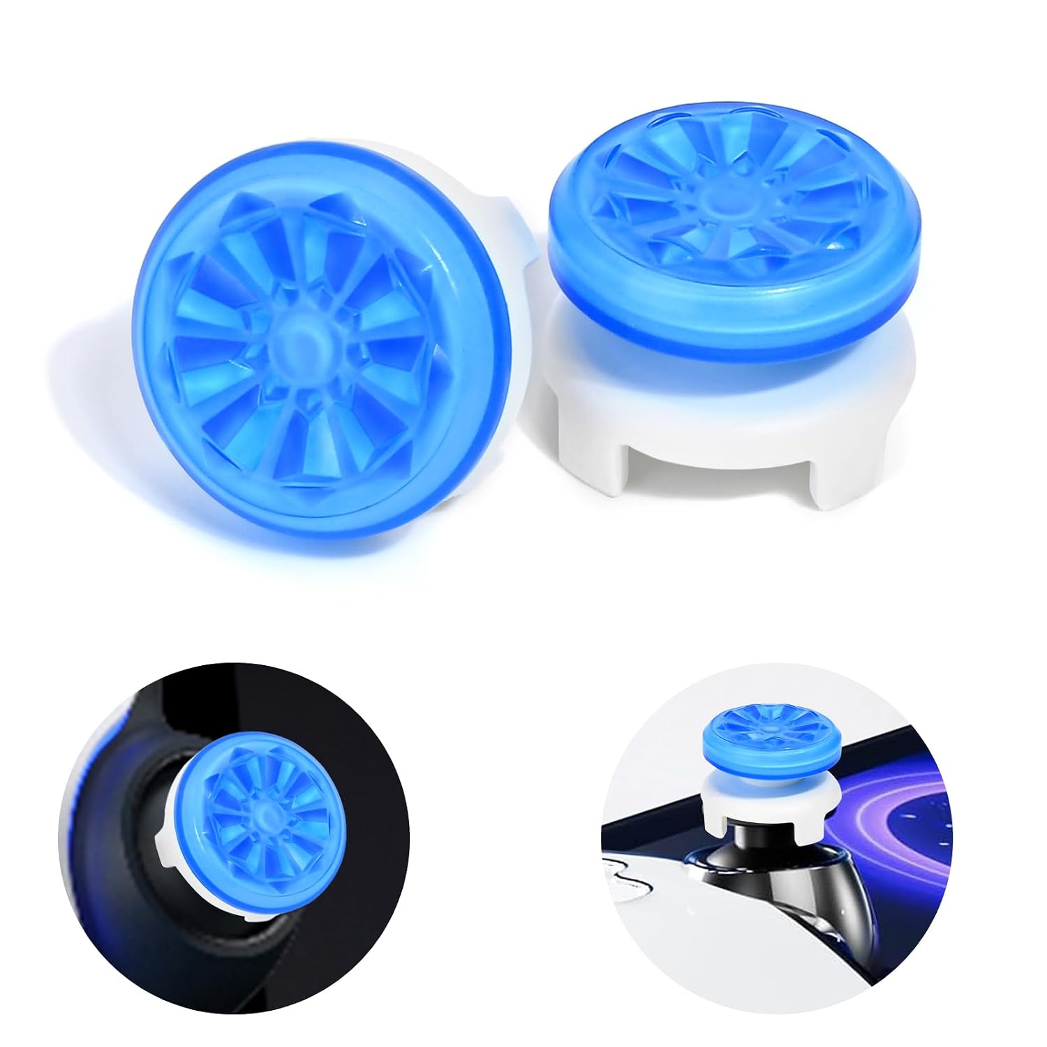 Detalle de DLseego Thumb Grips for PlayStation Portal Remote Player – Silicone Mid/High-Rise, Anti-Slip (Blue)
