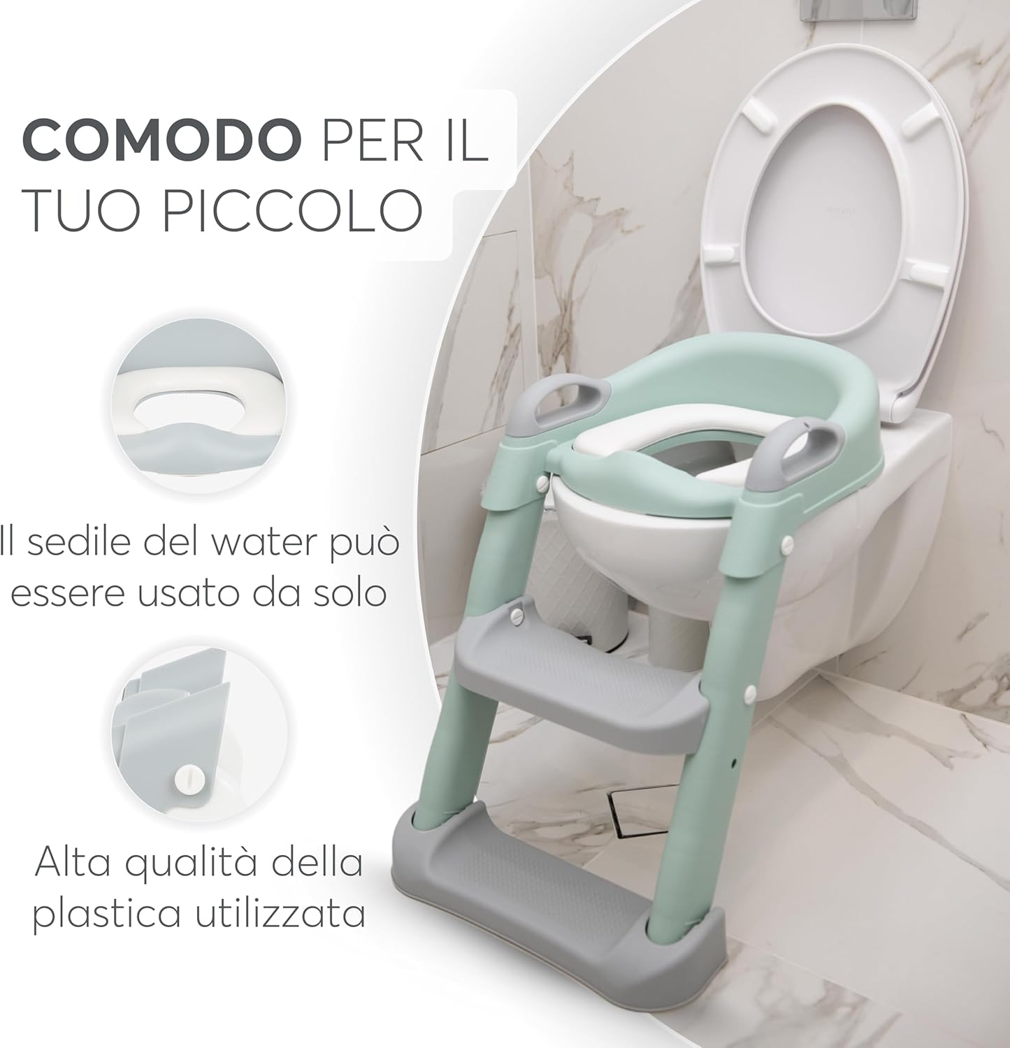 Detalle de KikkaBoo Riduttore WC bambini LEA con scaletta pieghevole - comfort e sicurezza per 12–60 mesi