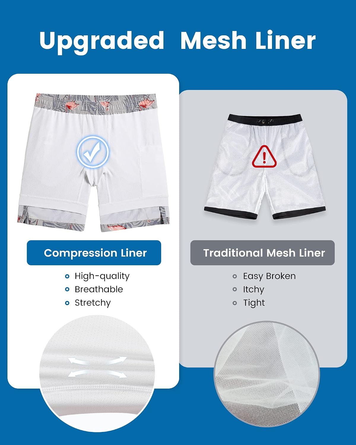 Thumbnail 4 de MaaMgic 2-in-1 Herren-Badehose mit Kompressions-Innenhose – 4-Wege-Stretch Boardshorts mit Reißverschlusstasche