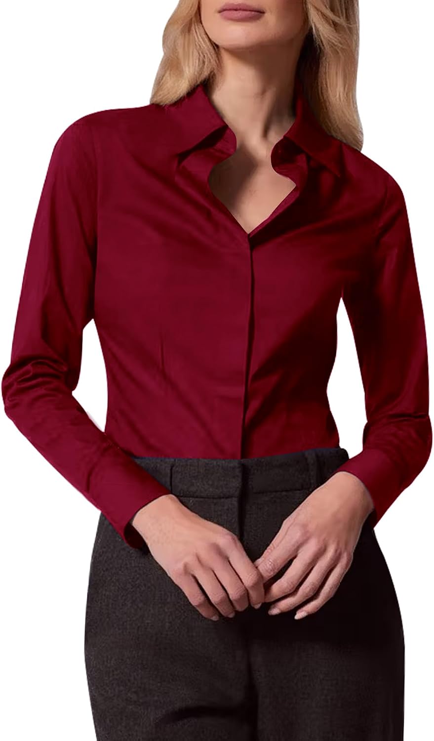 Thumbnail 6 de J.VER Womens Long Sleeve Stretch Fitted Shirt – business casual work blouse