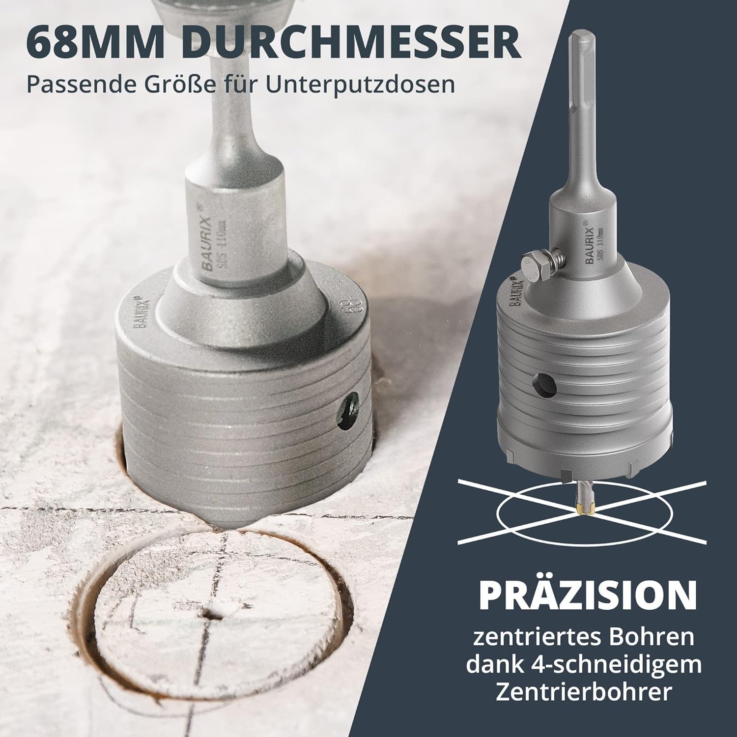 Thumbnail 3 de BAURIX Beton Sega a campana SDS Plus 68 mm con 8 denti in carburo