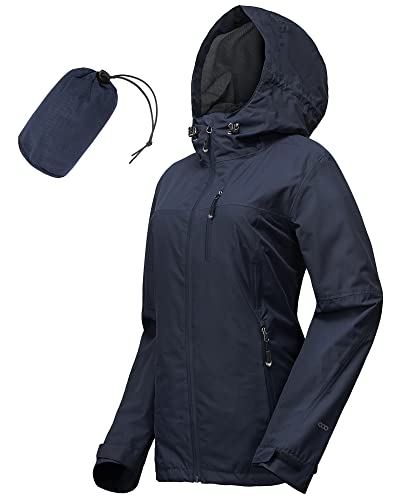 Detalle de 33,000ft Regenjacke Damen – Wasserdicht, atmungsaktiv und leicht – Navy Blau, Größe 40
