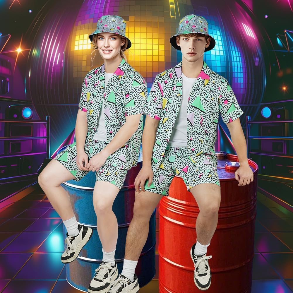 Thumbnail 6 de AYBUY 3-delig jaren 80/90-discokostuum met overhemd, broek en hoed