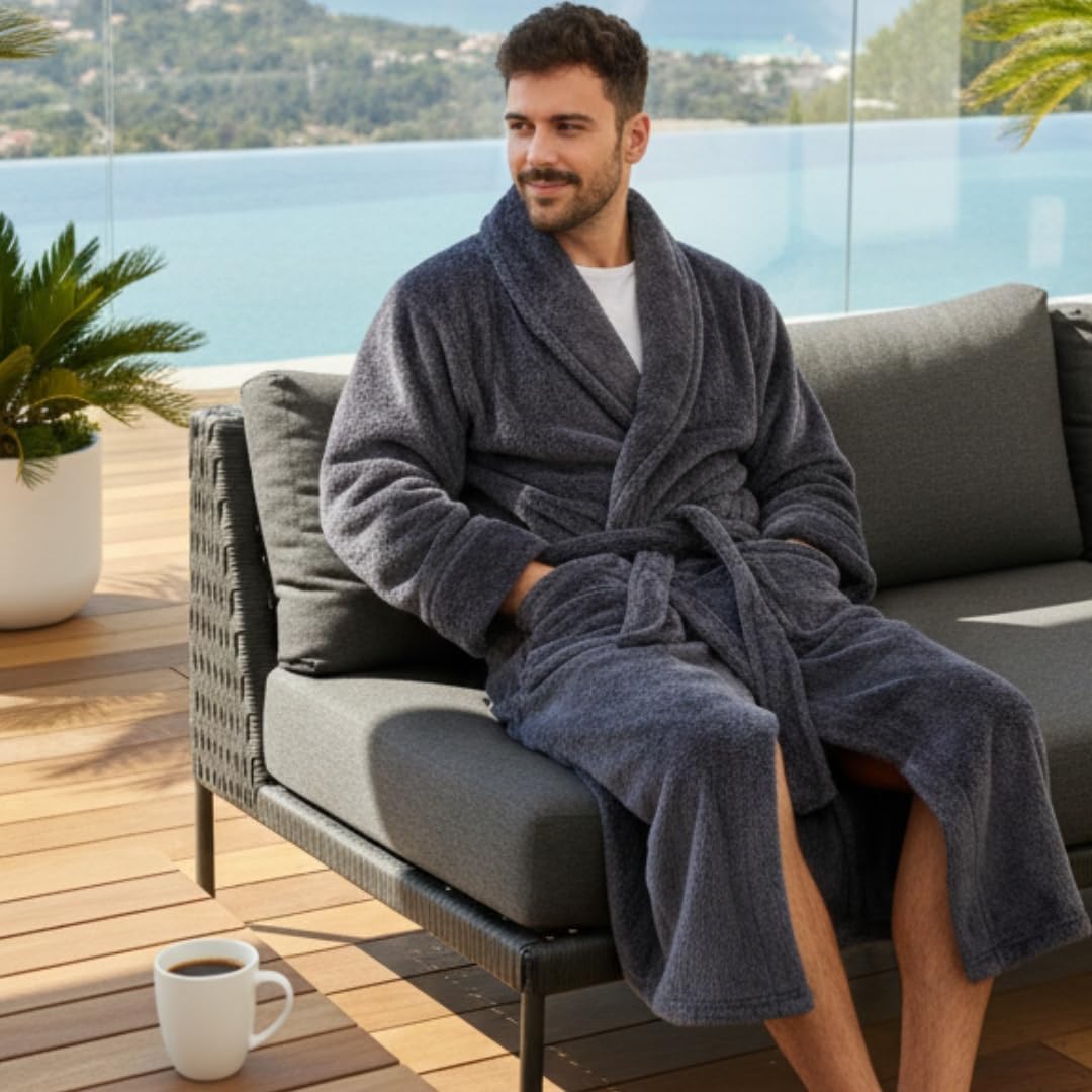 Detalle de LEBENGOOD Robe de chambre homme, microfibre
