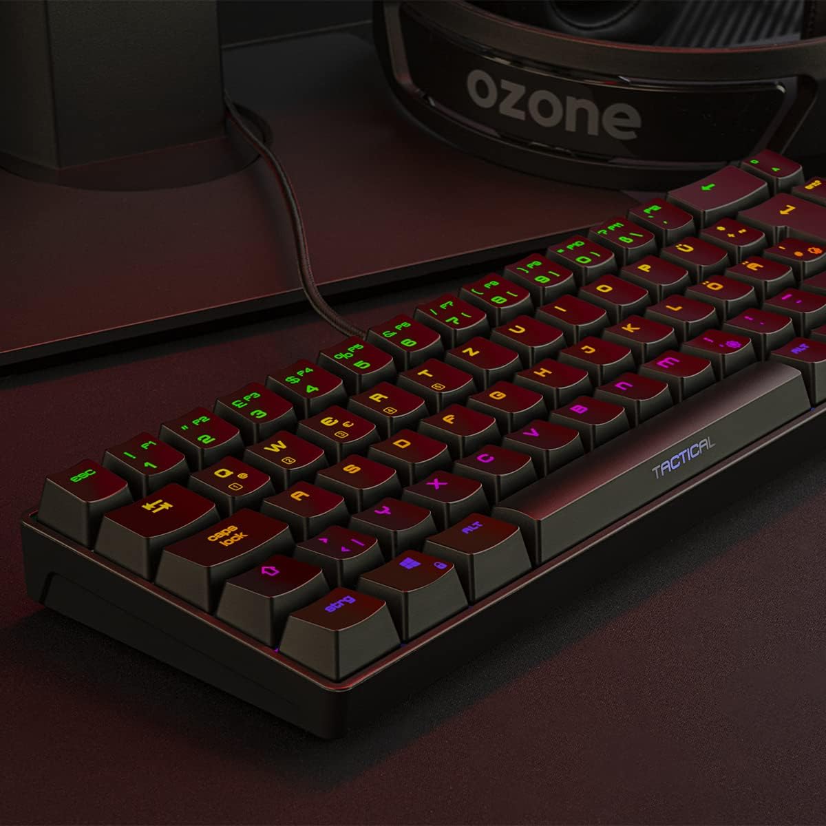 Thumbnail 5 de Ozone Gaming Gear Tactical Mini 65% mechanische Tastatur (Outemu Red) – Bluetooth & USB, DE-Layout, RGB, schwarz