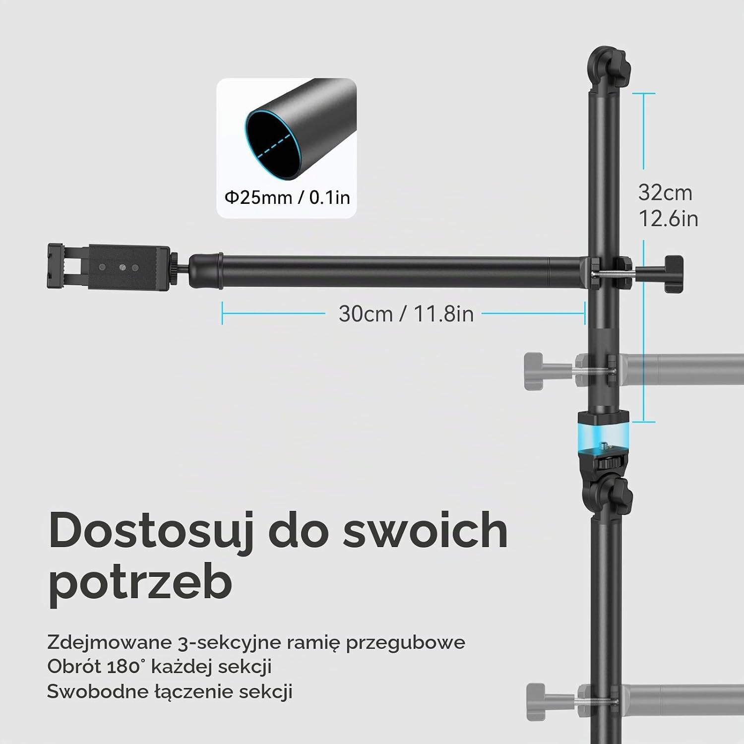 Detalle de SMALLRIG DT-50 4456 – biurkowy uchwyt do kamery z ramieniem 360°