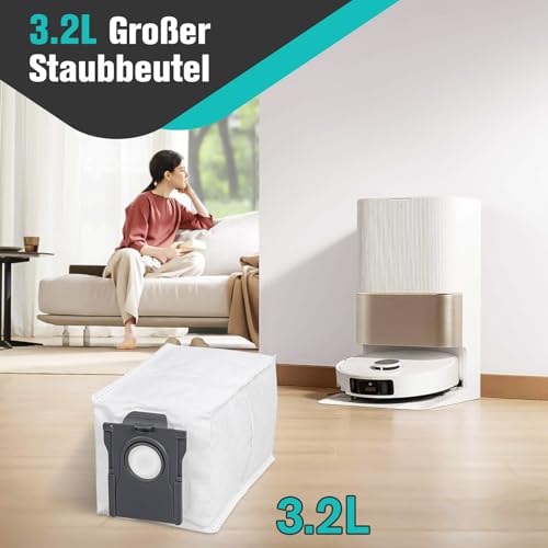 Detalle de UNU 16 Stück Staubbeutel für Dreame X30/X40/X50 Ultra & Co. – 3,2 L, mit Auto-Verschluss