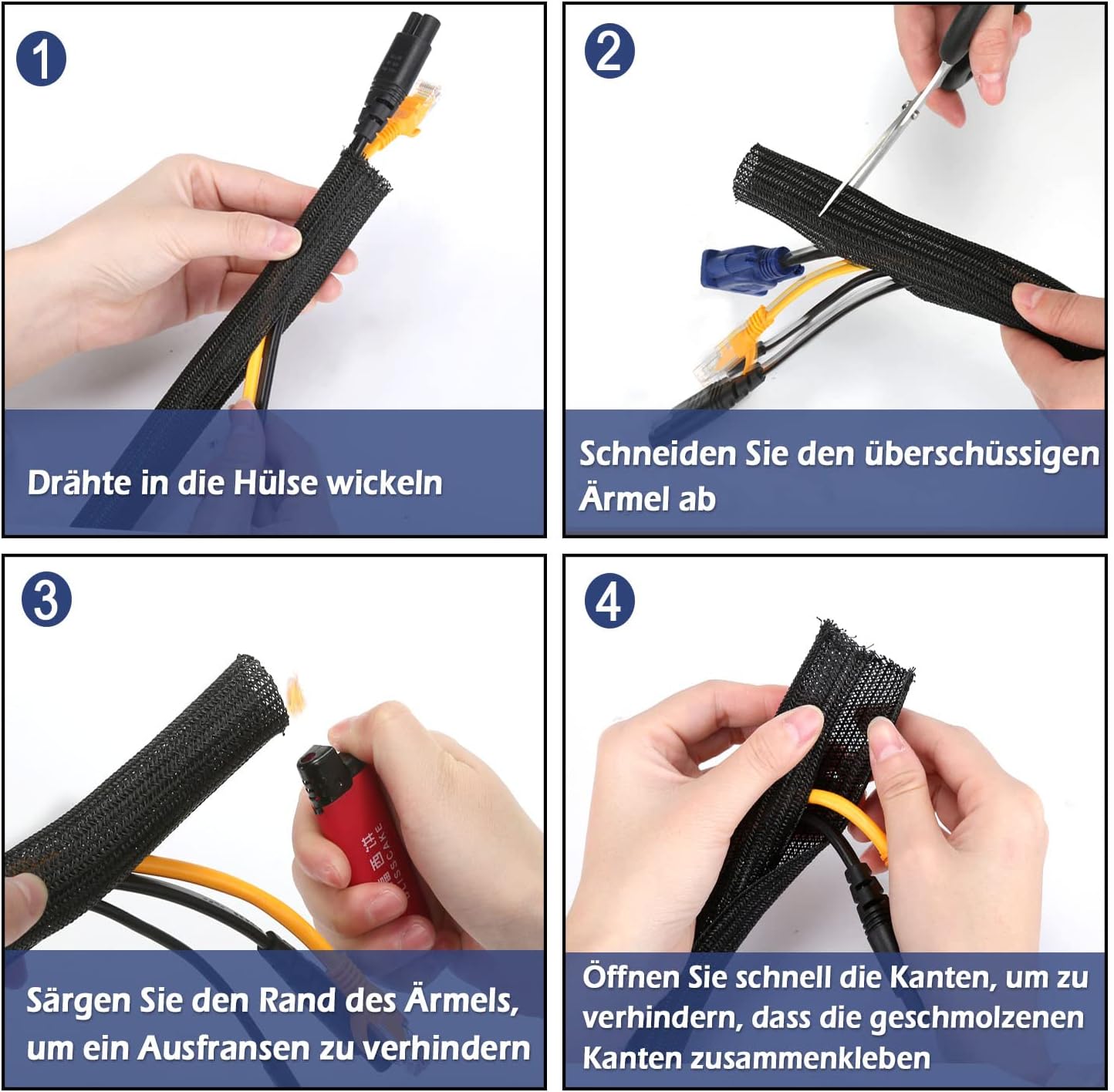 Thumbnail 5 de Hocerlu Flexibel 16mm-10m Kabelkanal – Selbstschließend, flexibel zuschneidbar, Schwarzer Kabelschlauch für TV, Computer und Auto