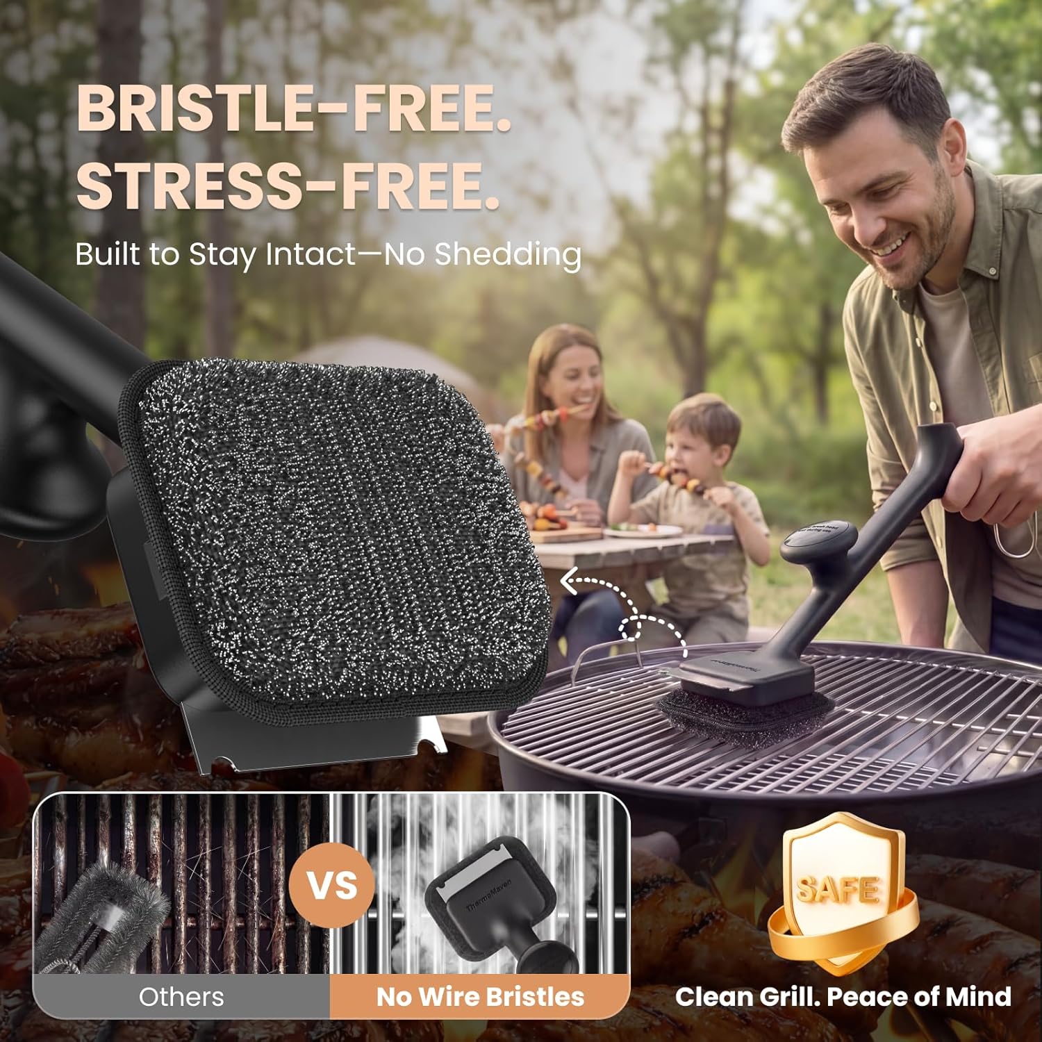 Thumbnail 2 de ThermoMaven Bristle-Free BBQ Grill Brush - 17" Steam-Powered, Safe & Replaceable Heads