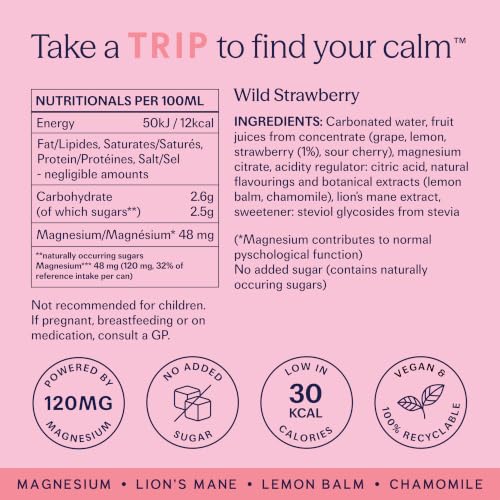 Thumbnail 1 de TRIP Calm Magnesium Drink, Wild Strawberry (12-pack) – Alcohol Free Mocktail for Relaxation
