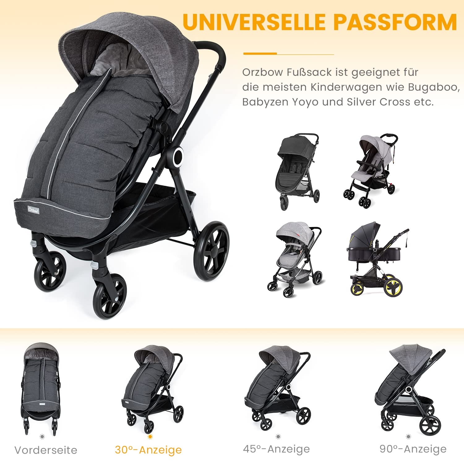 Thumbnail 3 de Orzbow Fußsack Kinderwagen Winter – Passend für alle Kinderwagen