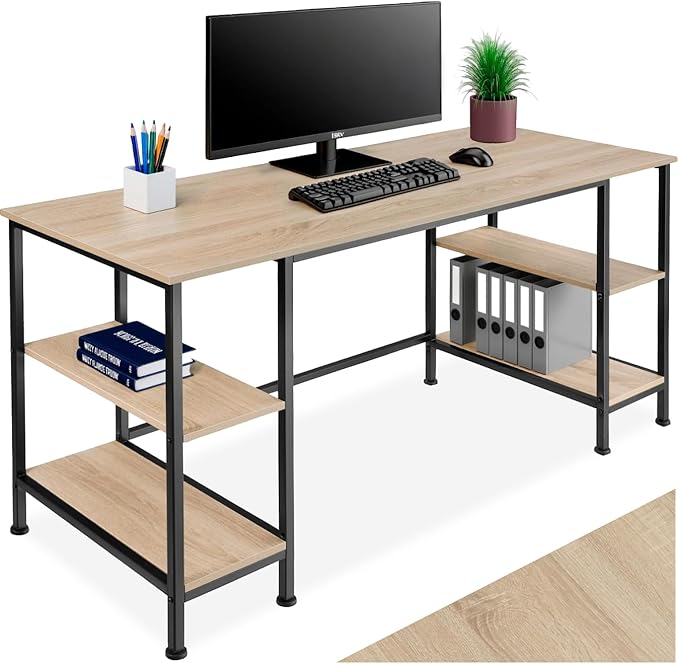 Detalle de tectake® Mesa Comedor Industrial de Madera Clara