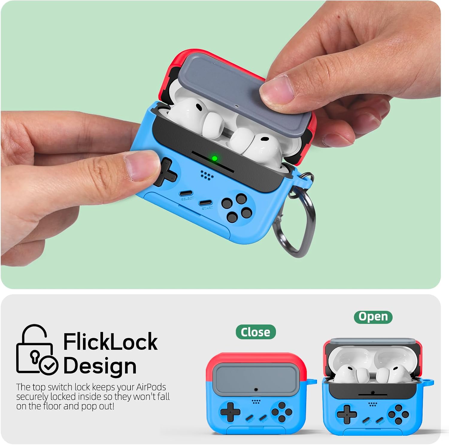 Thumbnail 6 de Inesore AirPods Pro 3 Case Cover with Cleaner Kit, Lock & Phone Support (2025) - Console Game Style