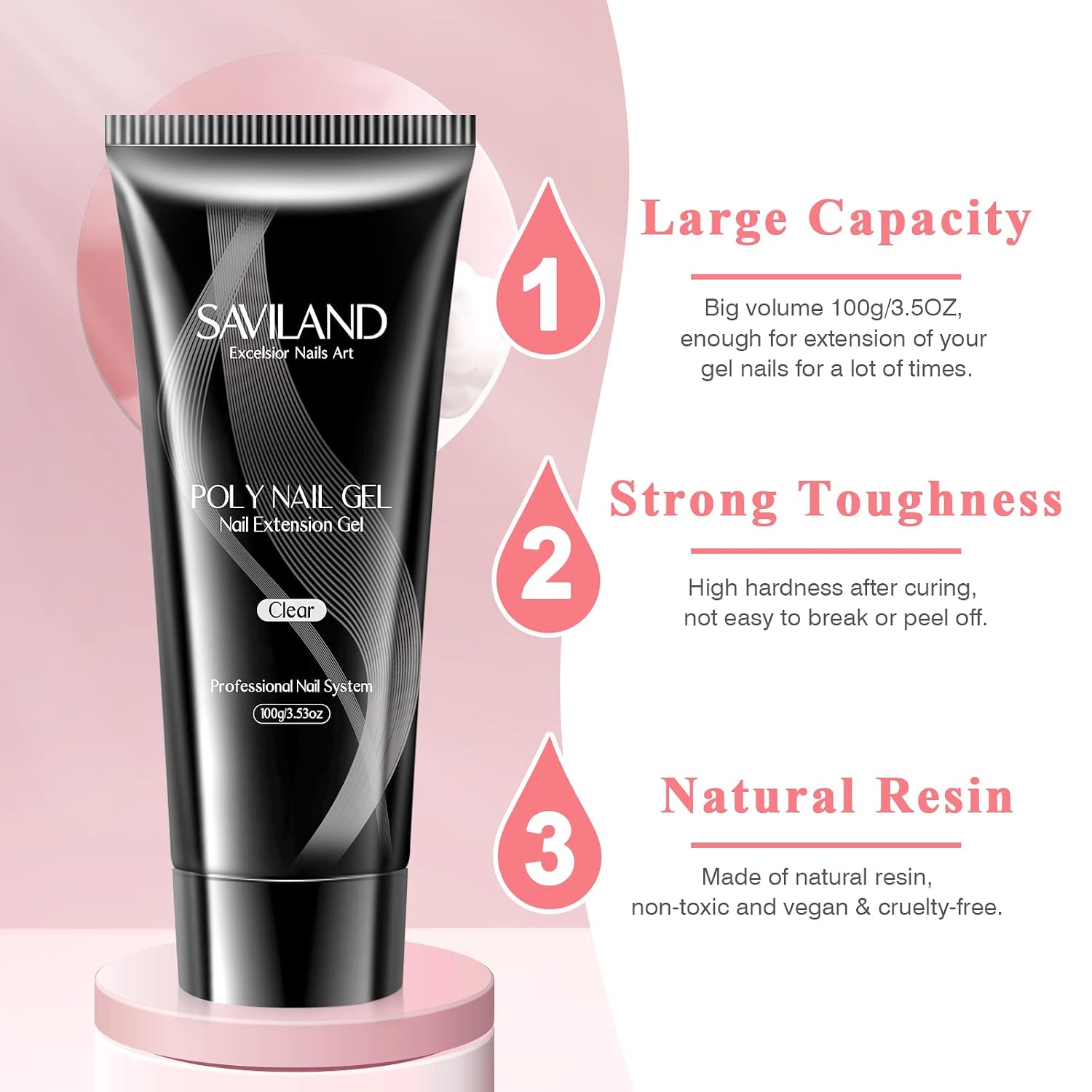 Thumbnail 3 de Saviland Poly Nail Extension Gel 100ml Transparent