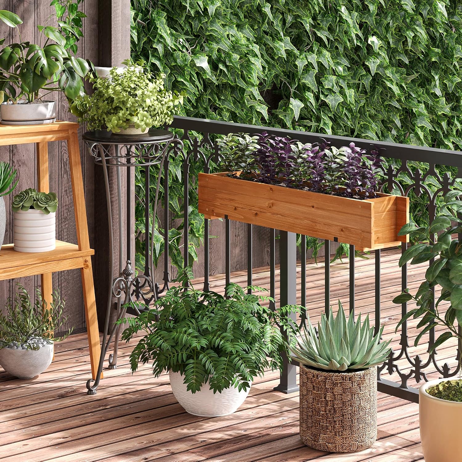 Detalle 2 de Outsunny Arriate de Madera 91x18x16,5 cm